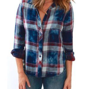 Bella Dahl plaid flannel button up shirt w pocket
